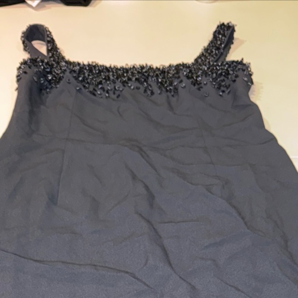 daymor couture dress Gray Beaded Dress‎ Strap Dress Size 6 Charcoal Wedding Prom